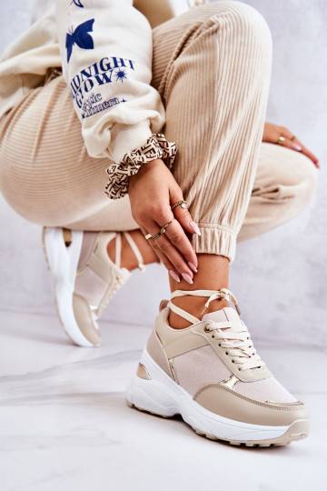 Women's Shiny Wedge Sport Shoes Beige Activity 2