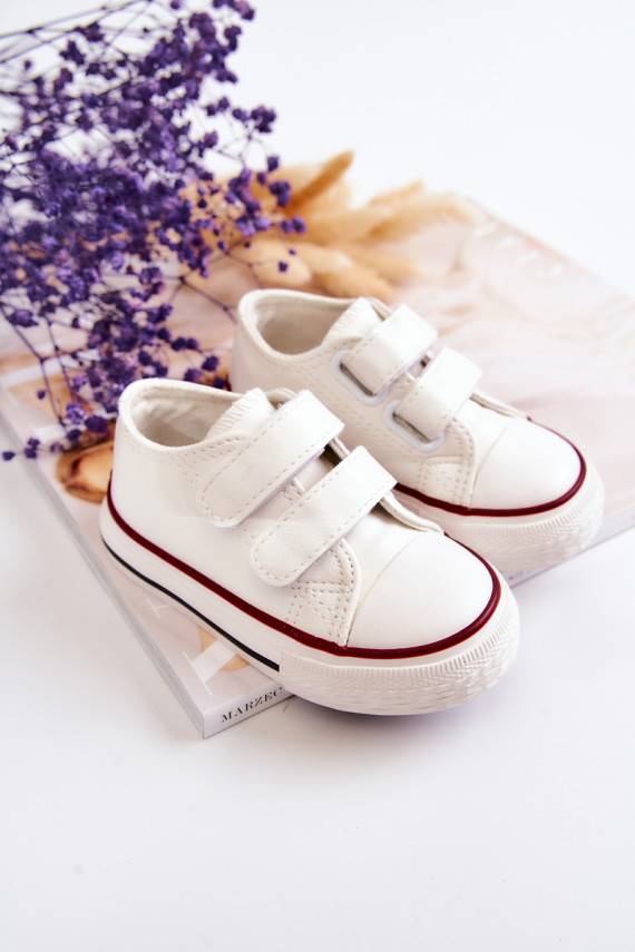 Children's Leather Sneakers With Velcro White Foster 