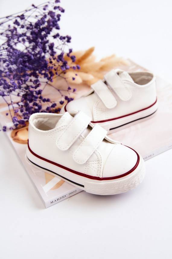 Children's Leather Sneakers With Velcro White Foster 