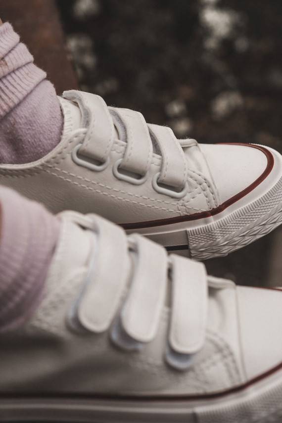 Children's Leather Sneakers With Velcro White Foster 