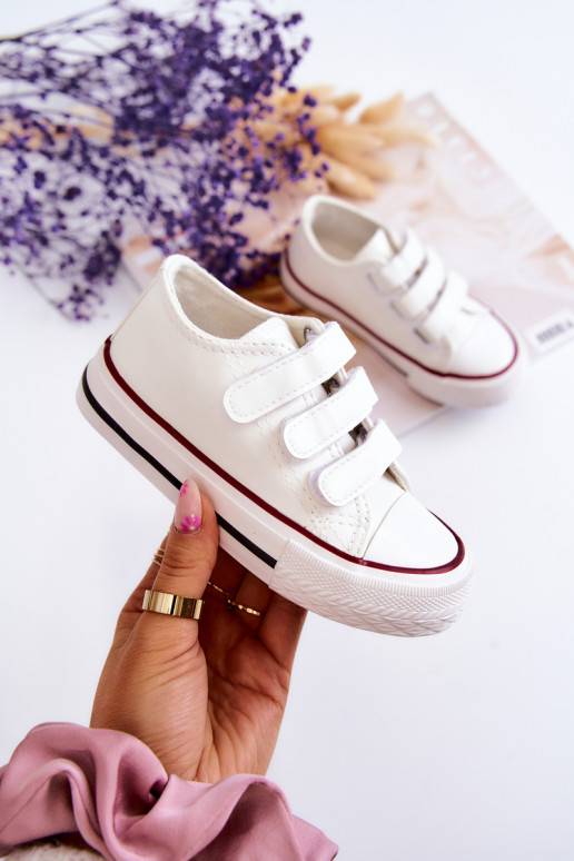 Children's Leather Sneakers With Velcro White Foster 
