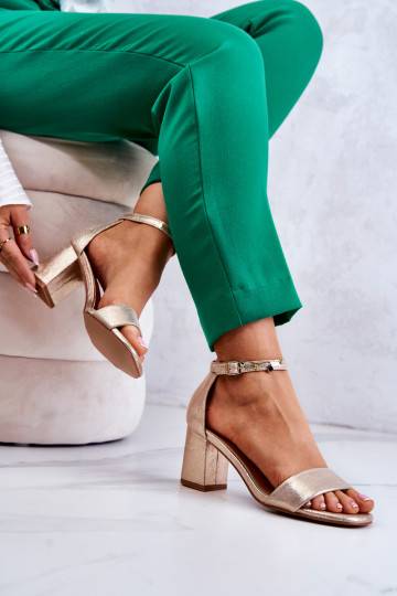 Fashionable Women's Sandals On A Heel Gold Lucida 2