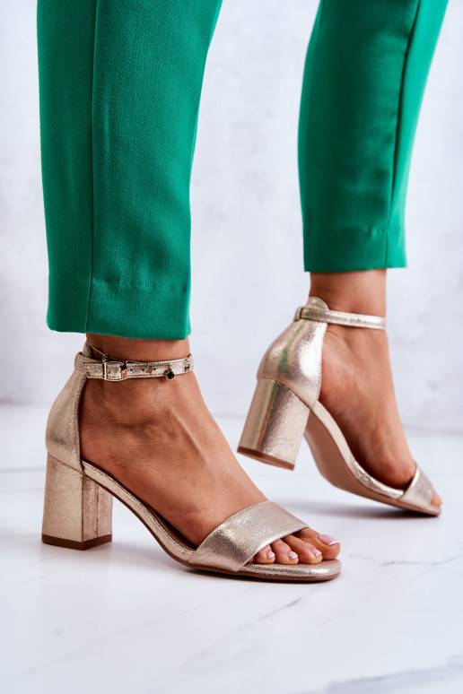 Fashionable Women's Sandals On A Heel Gold Lucida Fashionable Women's Sandals On A Heel Gold Lucida