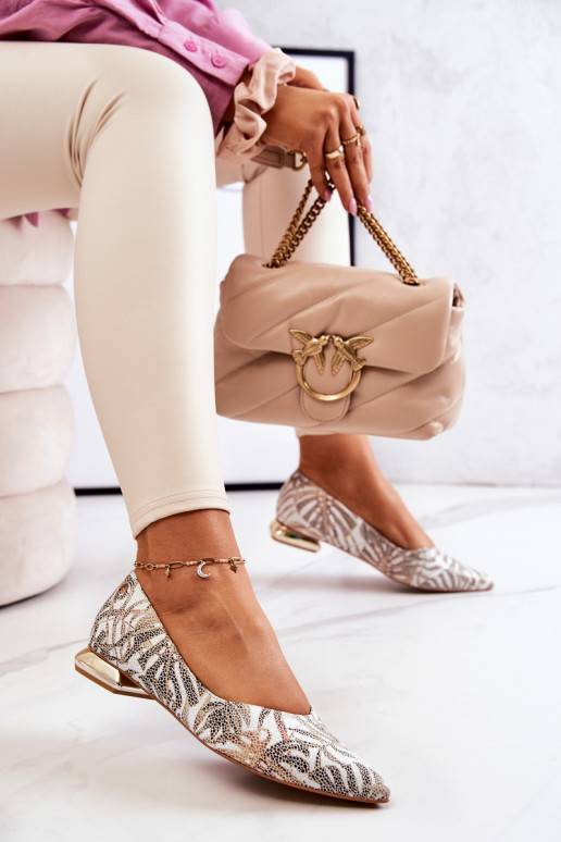 Women's Ballerinas Laura Messi Leather Gold 2193 Women's Ballerinas Laura Messi Leather Gold 2193