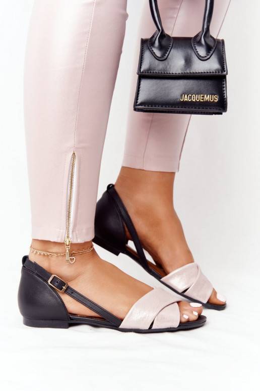 Leather Metallic Sandals Maciejka 04614-15 Pink-Black