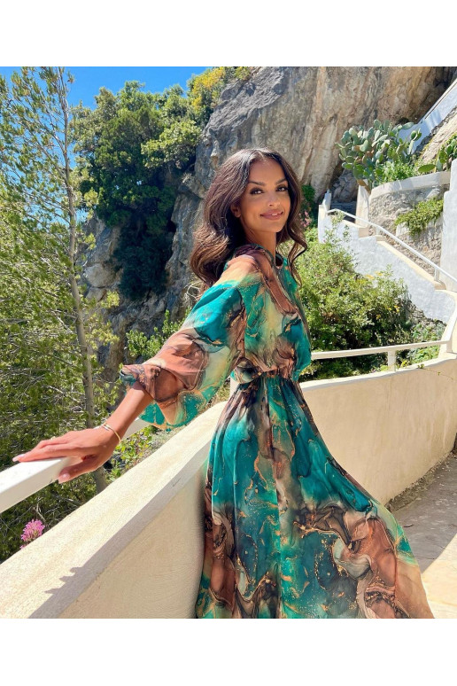 Midi satin dress Green Marble Midi satin dress Green Marble