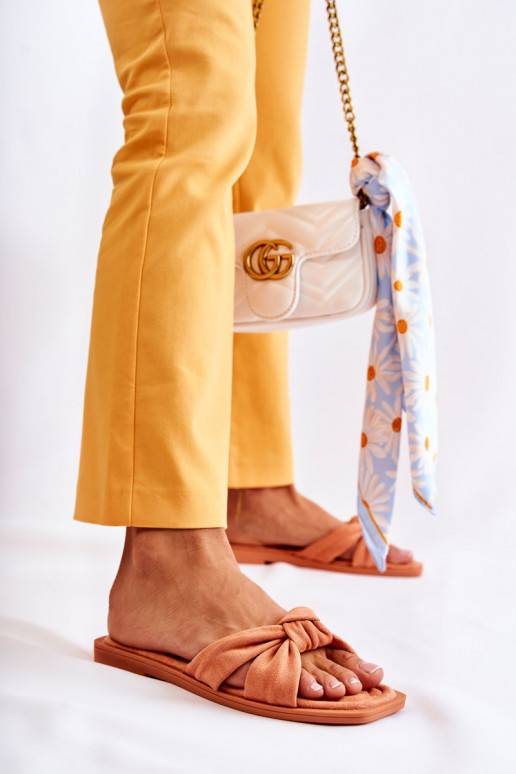 Women's Fashionable Suede Slippers Orange Lorrie 