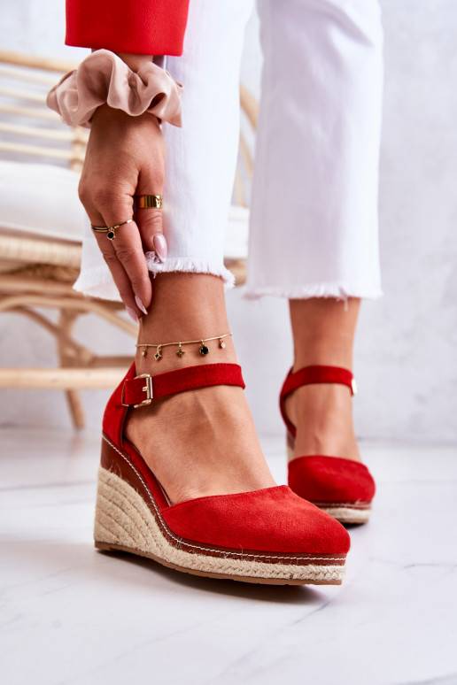 Women's Espadrilles On A Wedge Red Tamarill 