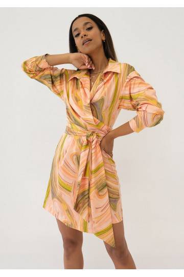 Suzie - Pastel printed mini wrap dress