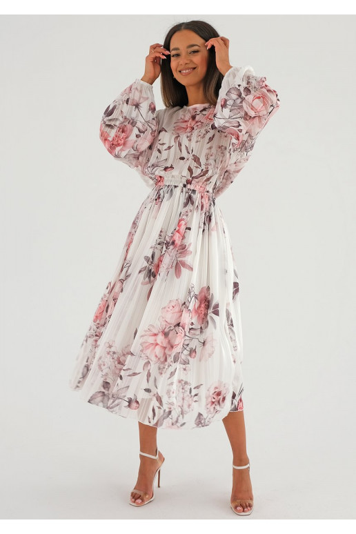 Elvire - white satin midi dress with...