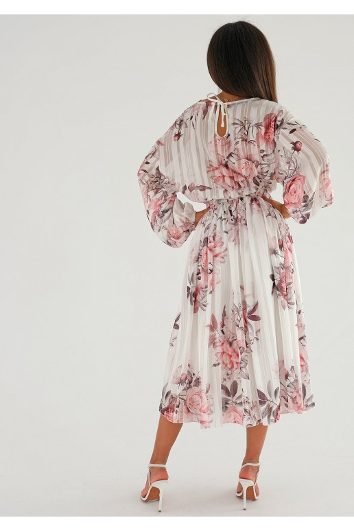 Elvire - white satin midi dress with...