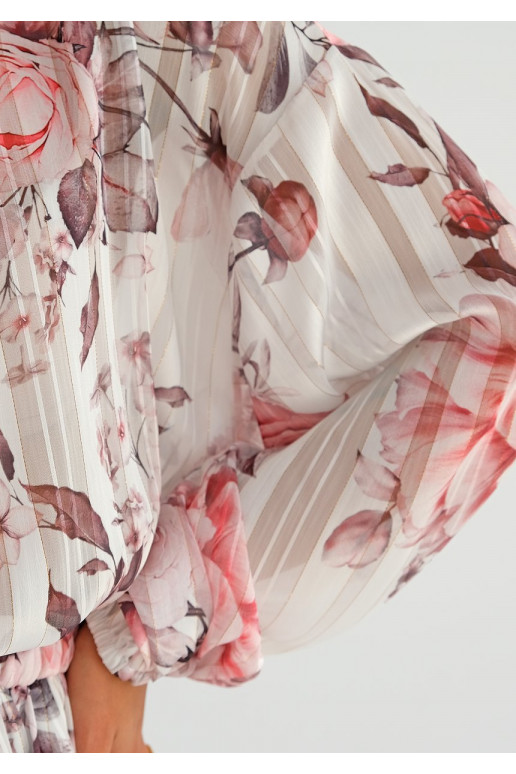 Elvire - white satin midi dress with...