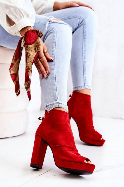 Stiletto Booties Open Toe Red Adore