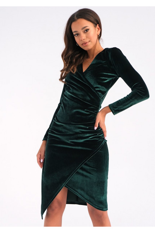Elena - fitted green velvet dress