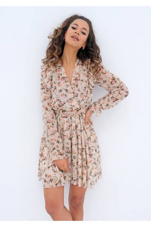 Rosalia - beige chiffon mini dress...