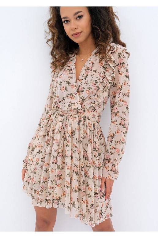 Rosalia - beige chiffon mini dress...