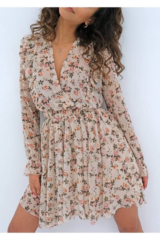 Rosalia - beige chiffon mini dress...