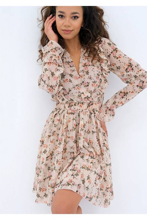 Rosalia - beige chiffon mini dress...