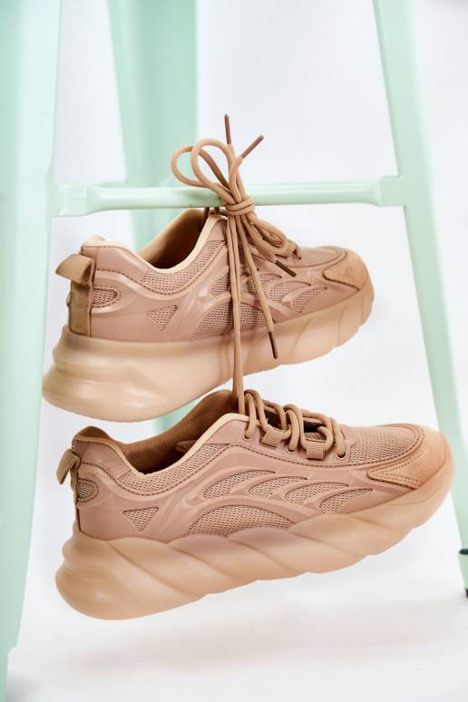 Fashionable Women's Sport Shoes Sneakers Beige Sollero
