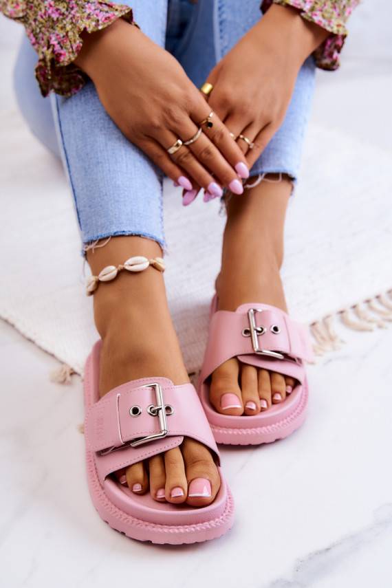 Classic Slippers With Buckle Big Star JJ274A308 Pink