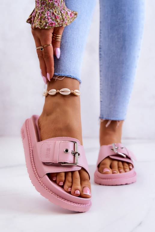 Classic Slippers With Buckle Big Star JJ274A308 Pink