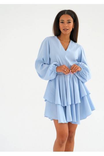Mia - light blue boho mini dress 2