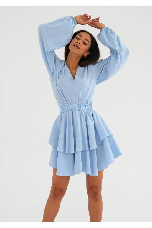 Mia - light blue boho mini dress