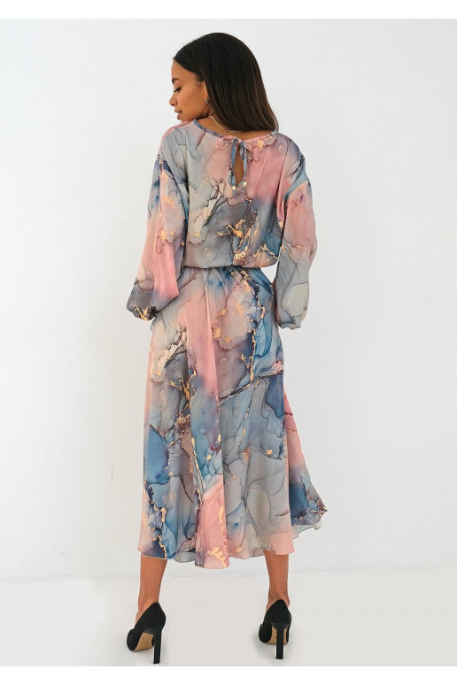 Midi satin dress Pink Marble