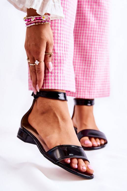 Women's Laquered Sandals Black Shanley