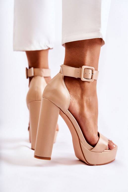 Leather Sandals On A Beige Bar Medanos Leather Sandals On A Beige Bar Medanos