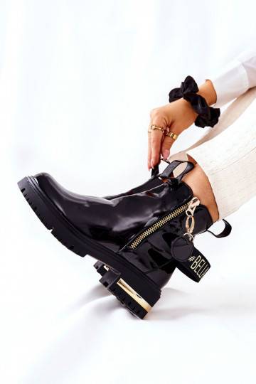 Classic Lacquered Boots With Strap Black Lorie 2