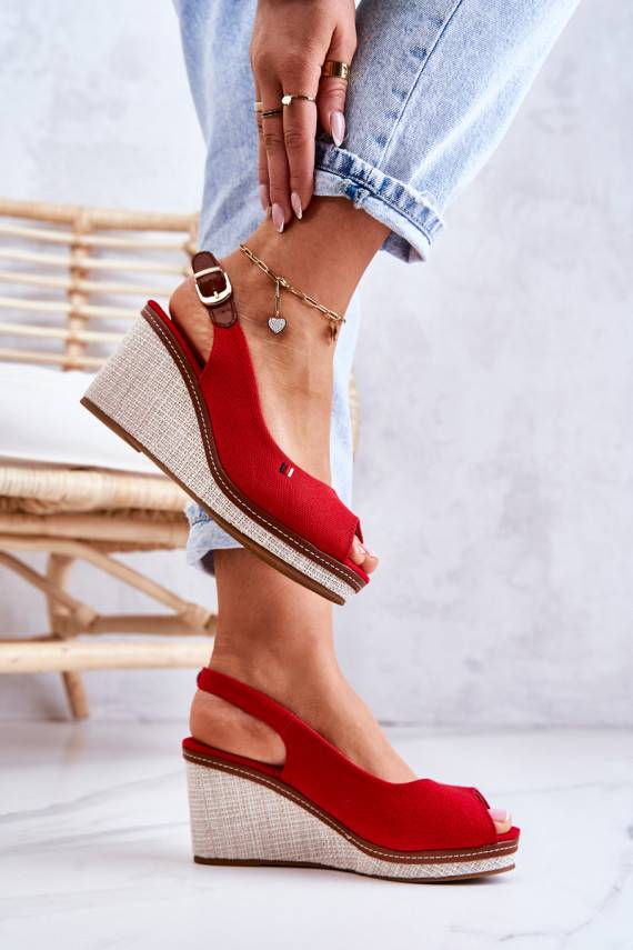 Women's Comfortable Sandals With Buckle Red Thallas