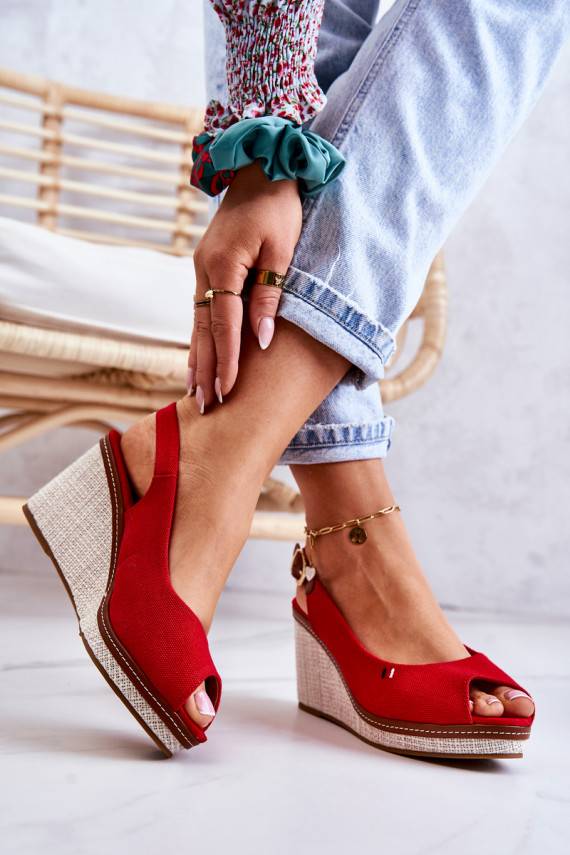 Women's Comfortable Sandals With Buckle Red Thallas