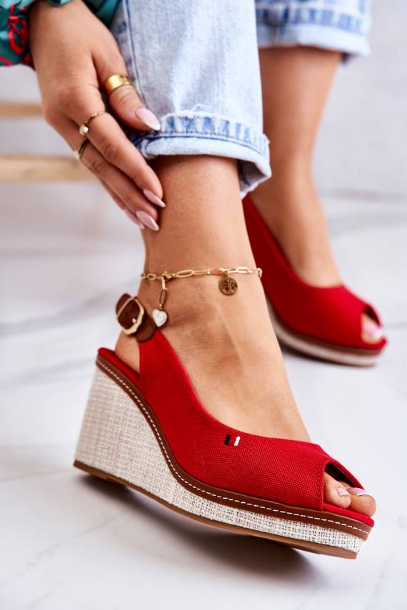 Women's Comfortable Sandals With Buckle Red Thallas