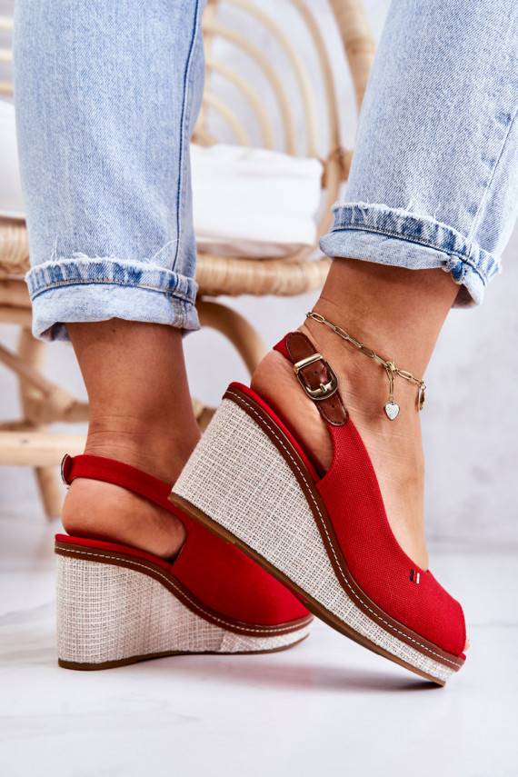 Women's Comfortable Sandals With Buckle Red Thallas