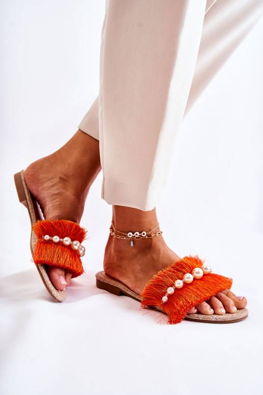 Women's Slippers With Decorative Strap Orange Ramisa 
