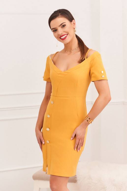 Elegant dress  carmen mustard colors 0484