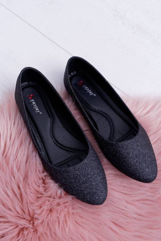 Women's Ballerinas With Brocade Black Fifi