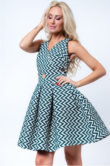 Party dress with opewnwork sleeves and neckline 2