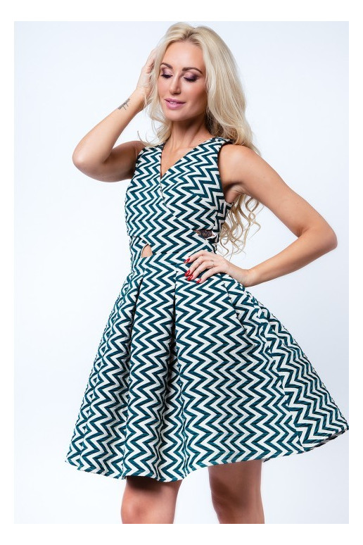 Party dress with opewnwork sleeves and neckline Party dress with opewnwork sleeves and neckline