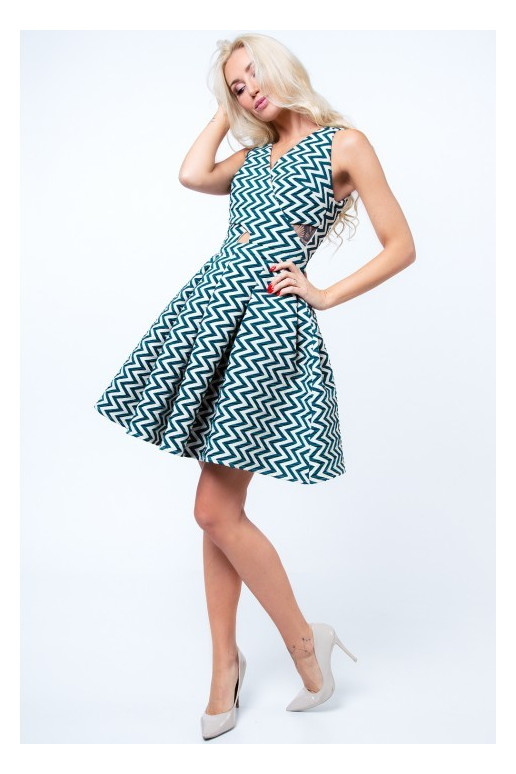 Party dress with opewnwork sleeves and neckline Party dress with opewnwork sleeves and neckline