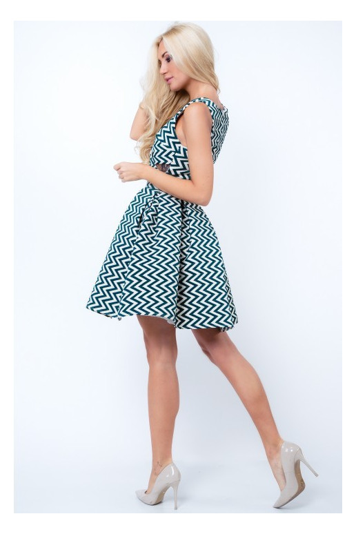 Party dress with opewnwork sleeves and neckline Party dress with opewnwork sleeves and neckline