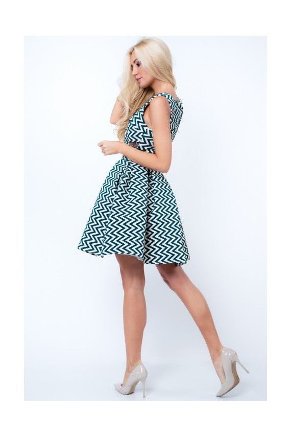 Party dress with opewnwork sleeves and neckline