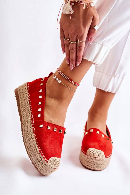Women's Espadrilles With Studs Red Laross 