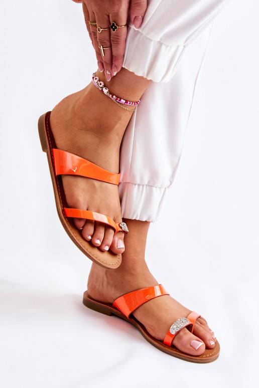 Women's Lacquered Flip-flops Orange Jimena