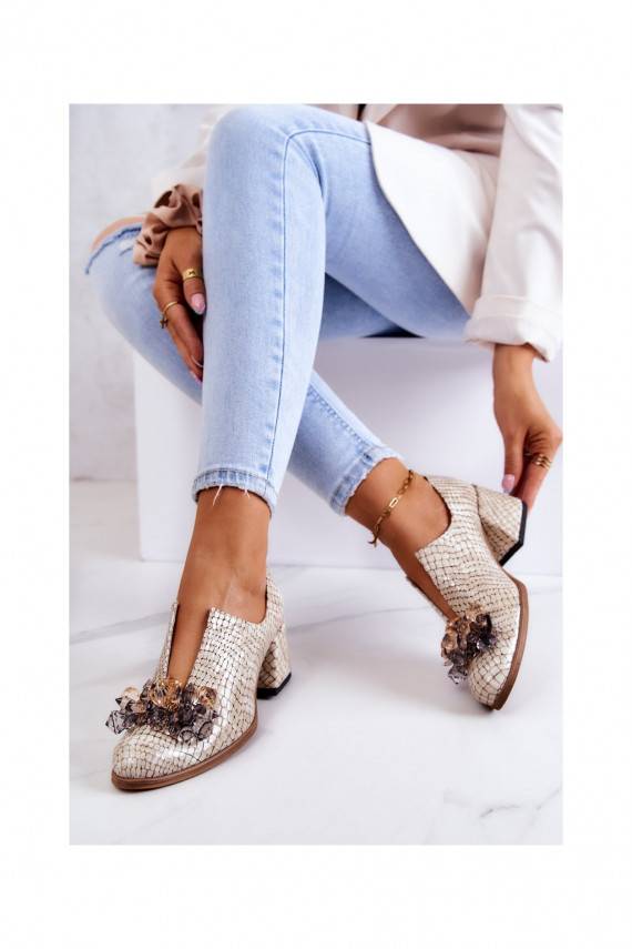 Leather Mosaic Shoes With transparent Decoration Burgundy Delaver