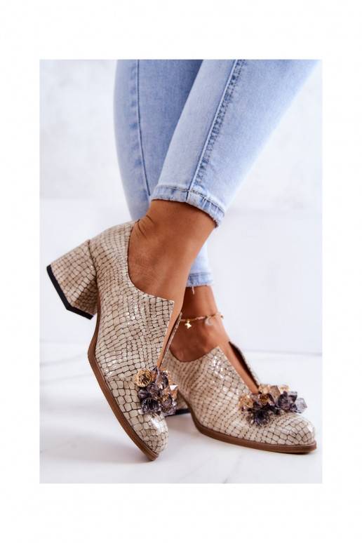 Leather Mosaic Shoes With transparent Decoration Burgundy Delaver
