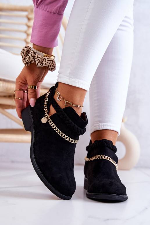 Suede Boots With A Chain Black Talitha