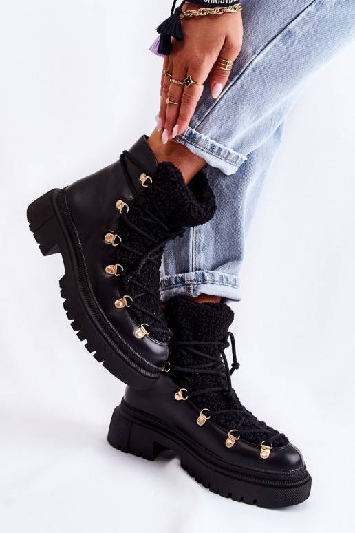 Leather Warm Boots Black Arisa