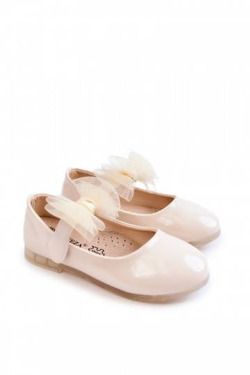 Lacquered Children's Ballerinas With Velcro Light beige Carla 2